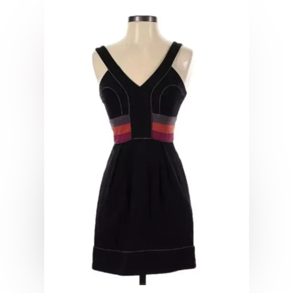 BCBGMaxAzria Black Dress with Red and Purple Accents